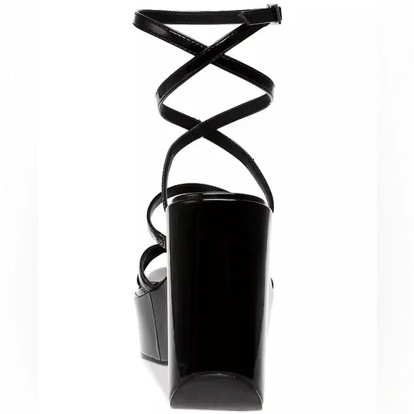 Merina Strappy Black Platform Wedge Sandals, NIB - Picture 3 of 5